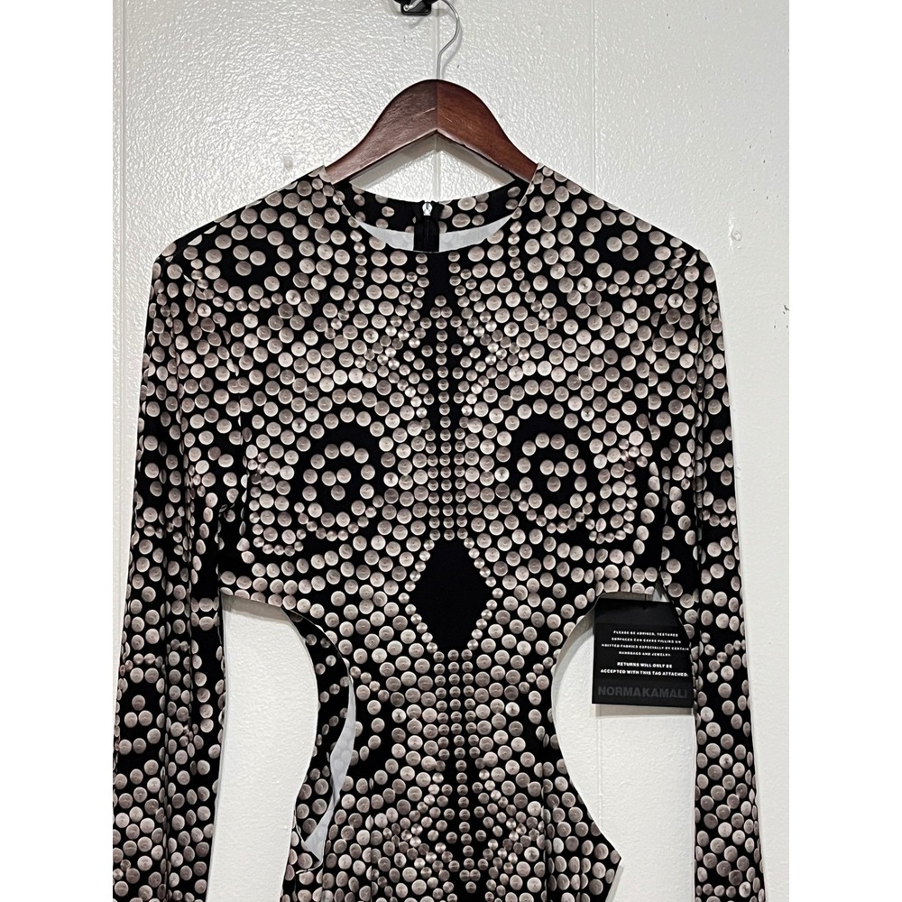 Norma Kamali Long Sleeve Mini Cut Out Dress  Black M/38 New - Picture 7 of 14